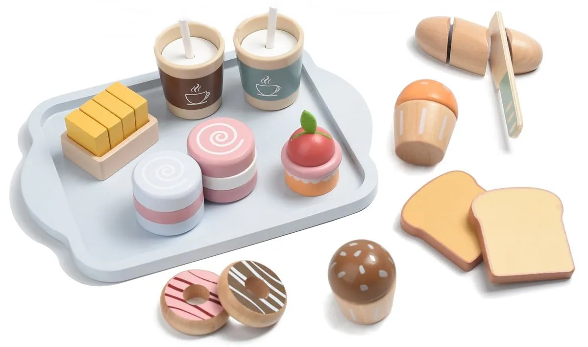 Wooden Breakfast Food Play Set for Kids