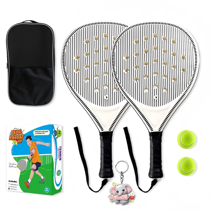 2 Pack Padel Rackets Set With Balls And Carry Bag - White