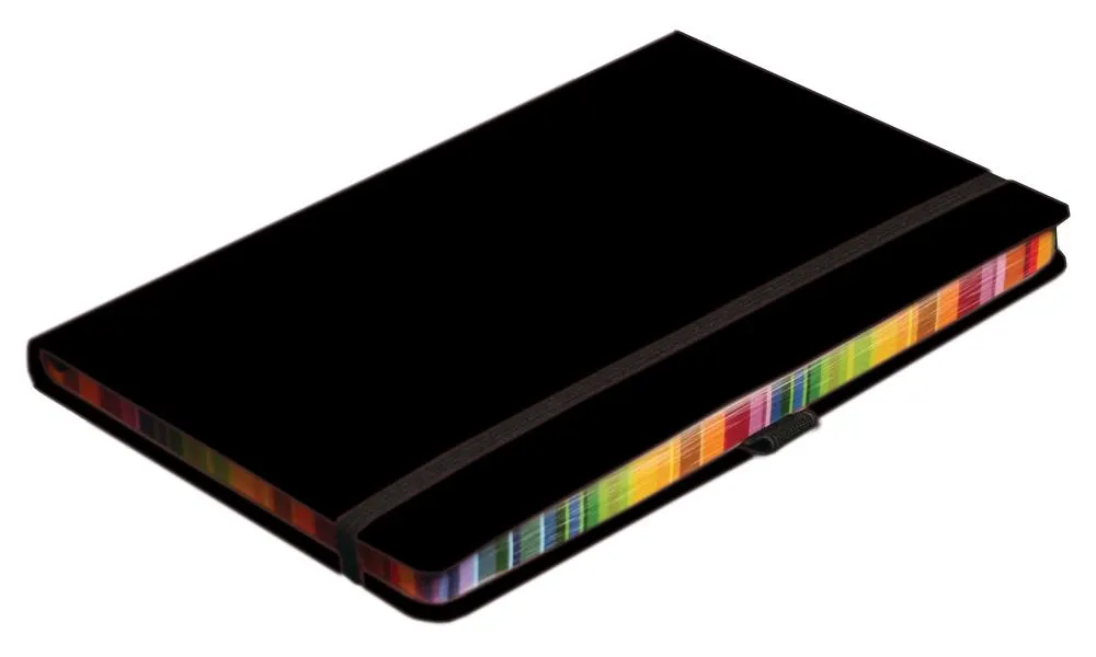 A5 Coloured Edge Journal 192 Page Ruled With Elastic Close - Black