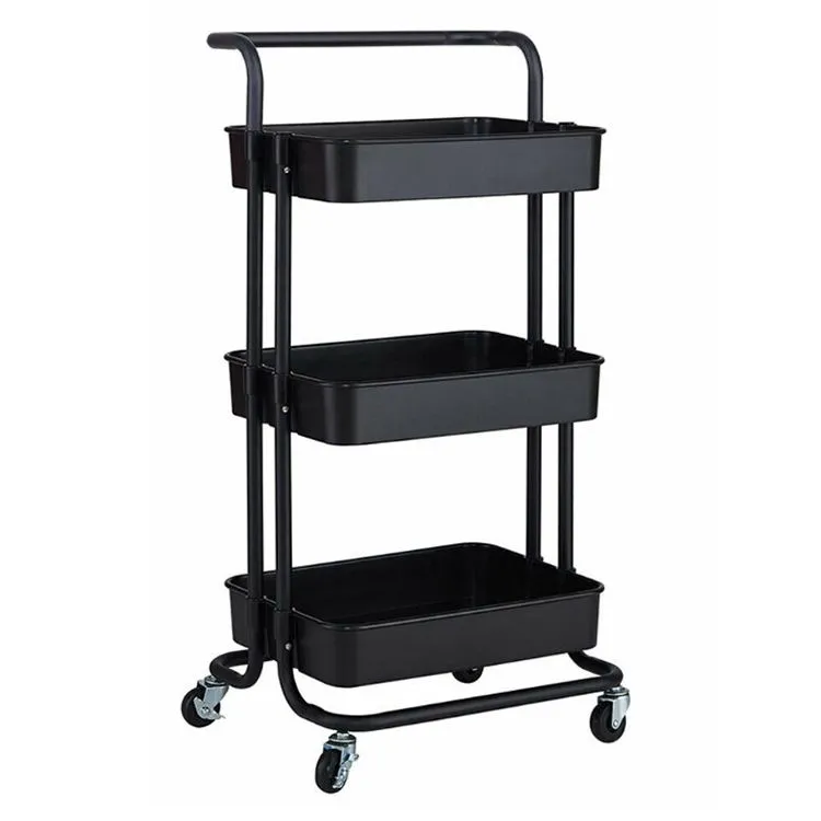 Multifunctional Trolley Kitchen Storage Rack - Black