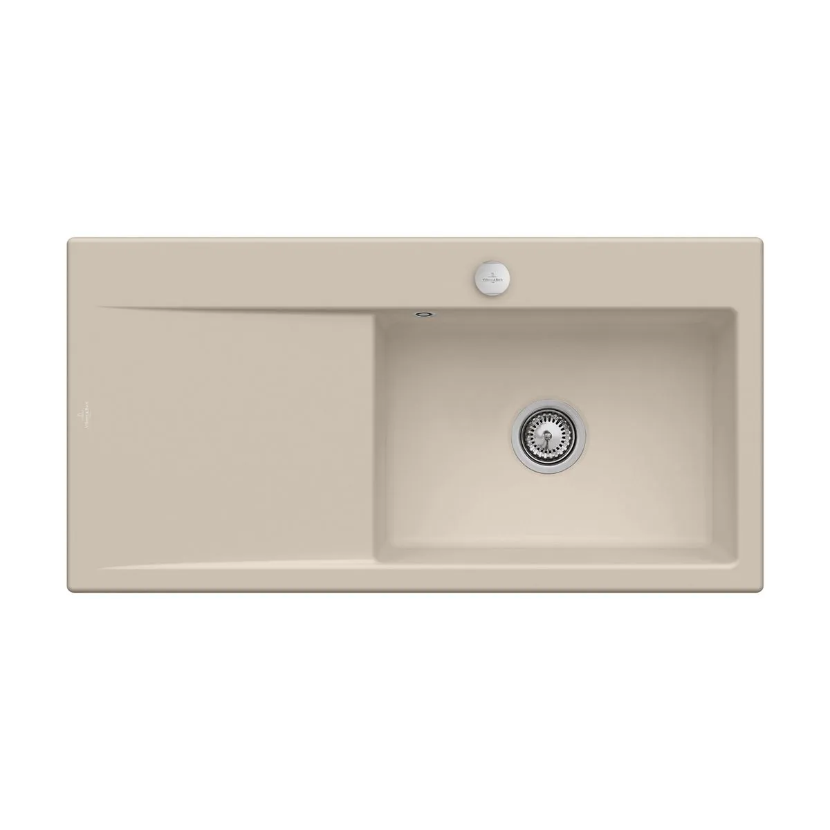 Contemporary Ceramic Built-In Single Bowl Kitchen Sink Basin Waste System - Almond