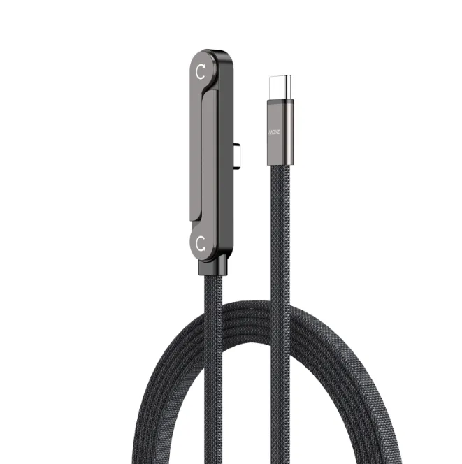 240W 2-in-1 Type-C Gaming Charging Cable & Rotatable Phone Stand - Black