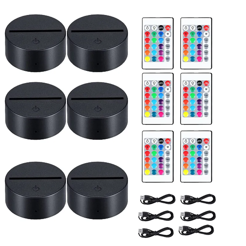 Craft Set of 6 3D Night LED Light Lamp Bases