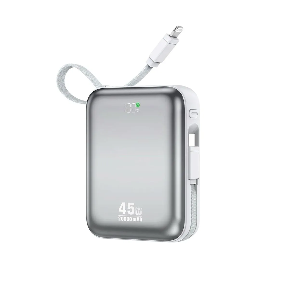 BWOO 20000mAh PD45W Power Bank with Built-in Charging Cables