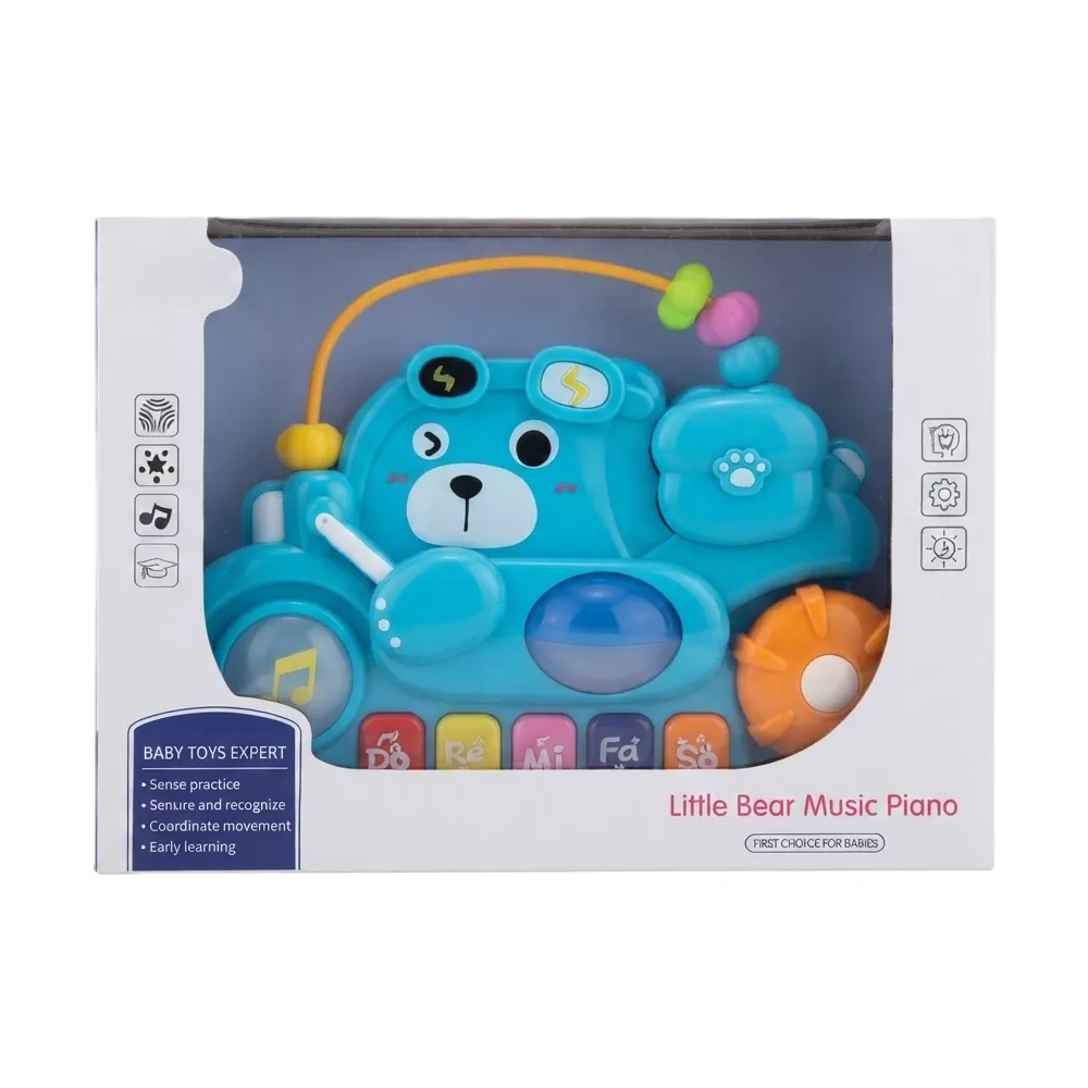 Interactive Little Bear Baby Music Piano Toy with Lights & Sound Effects - Blue