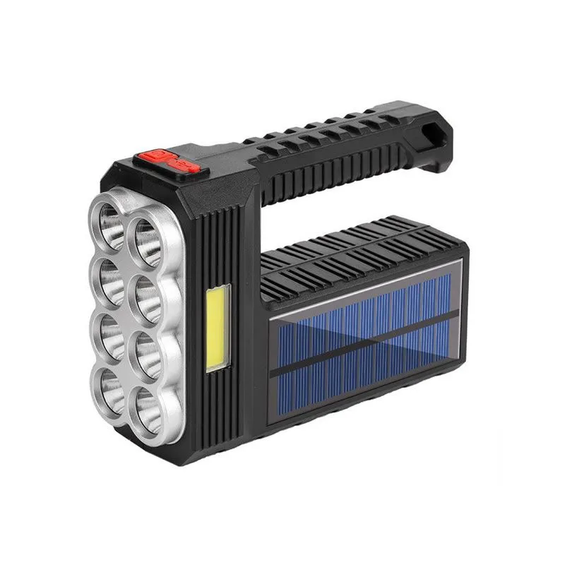 Solar Outdoor Strong Light Flashlight Searchlight Rechargeable Torches