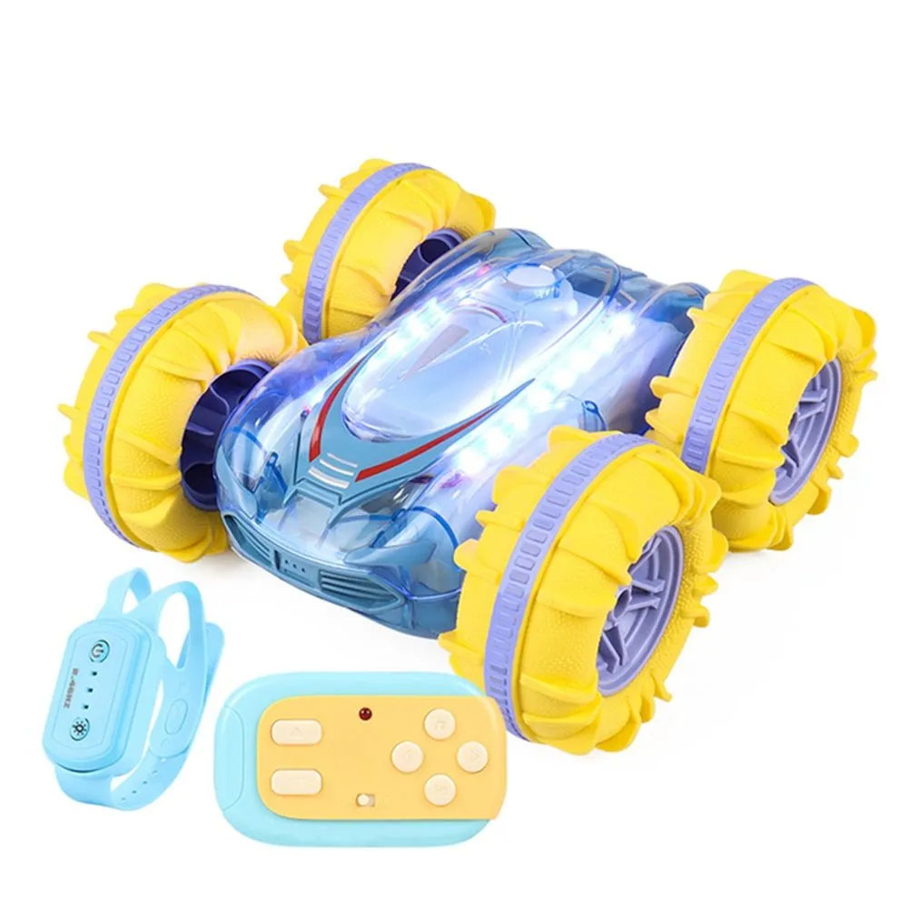 Double Sided Stunt Rc Car Gesture Rolling Toys for Kids Blue