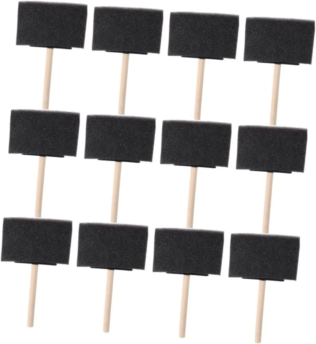 12-Piece Kids Painting Sponge Brush Set Wooden Handles Non-Toxic Foam