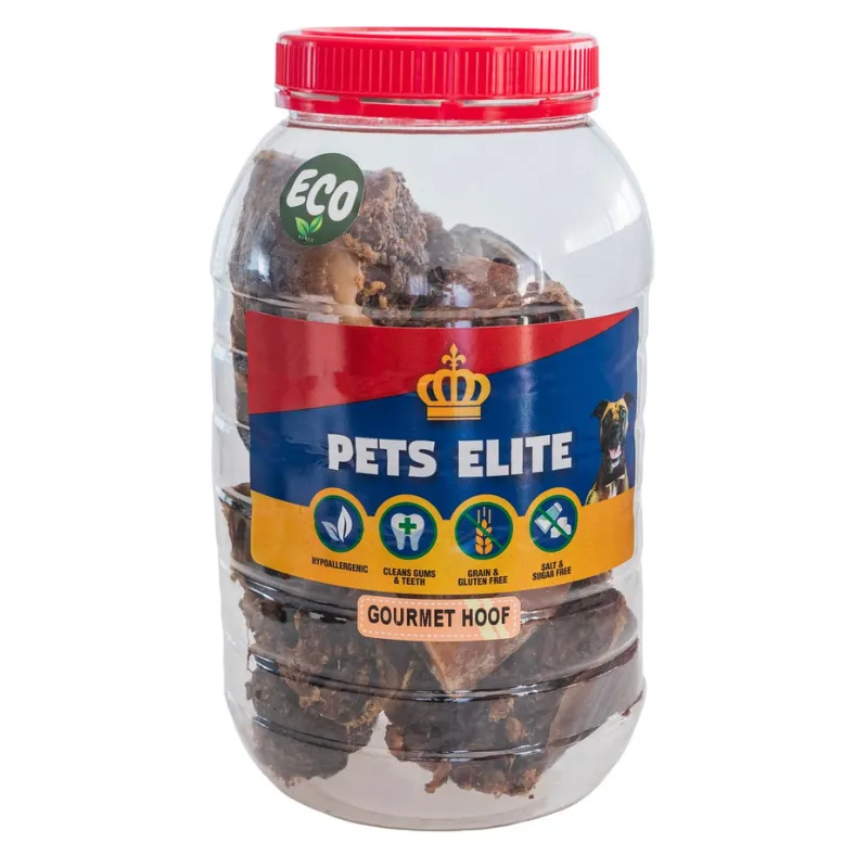 Pets Elite Gourmet Hooves Tub of 10 - Meat-Filled Beef Hoof Chews