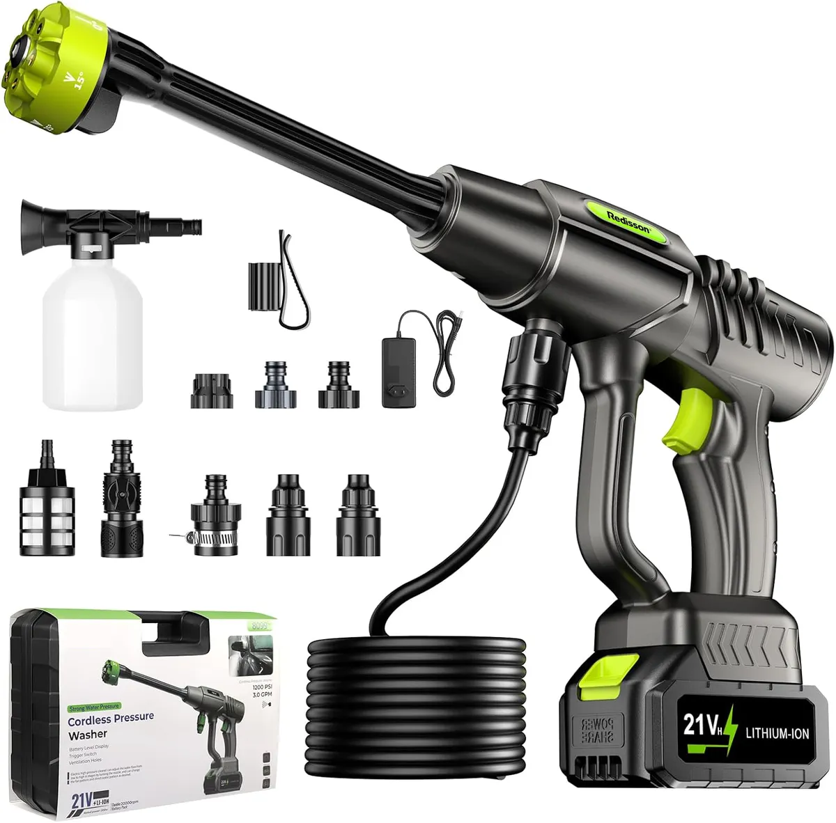 Redisson Cordless High-Pressure Washer,Cleaning Tool Gun-Brushless Motor