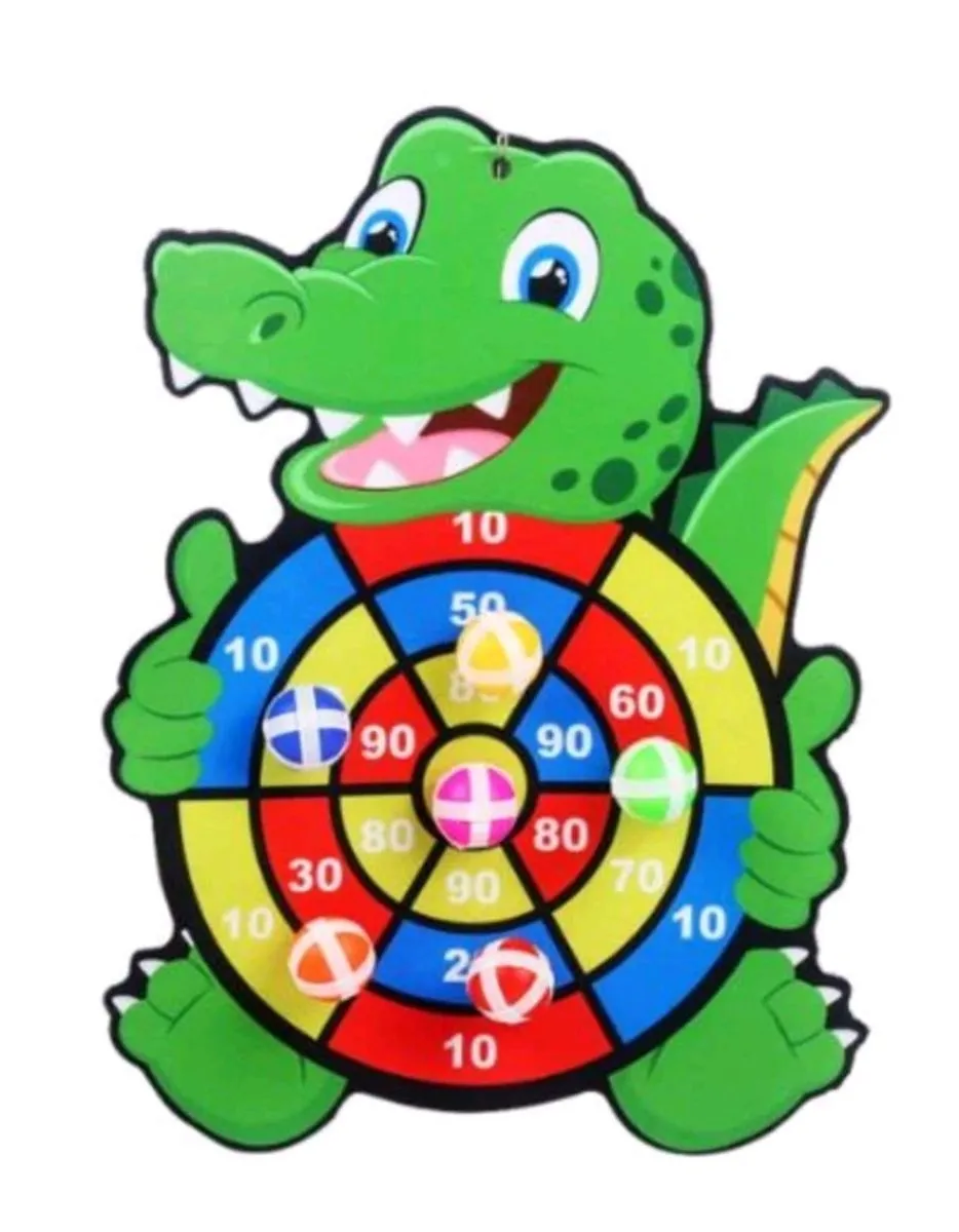 Kids Animal Dart Board Game With 5 Sticky Balls - Green