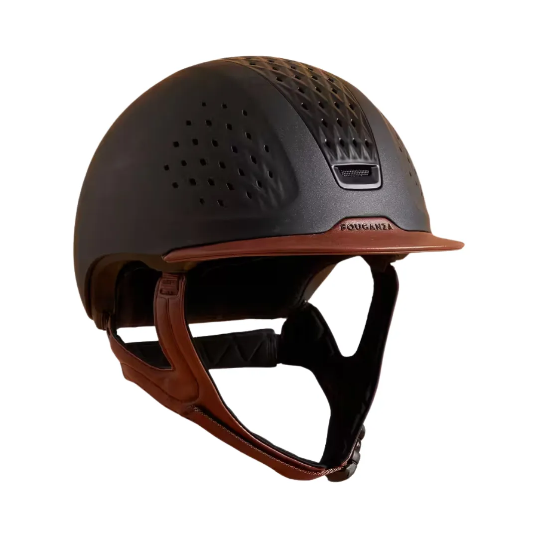 Fouganza Adult/Kids' Horse Riding Helmet 900 + Bag - Brown/Black
