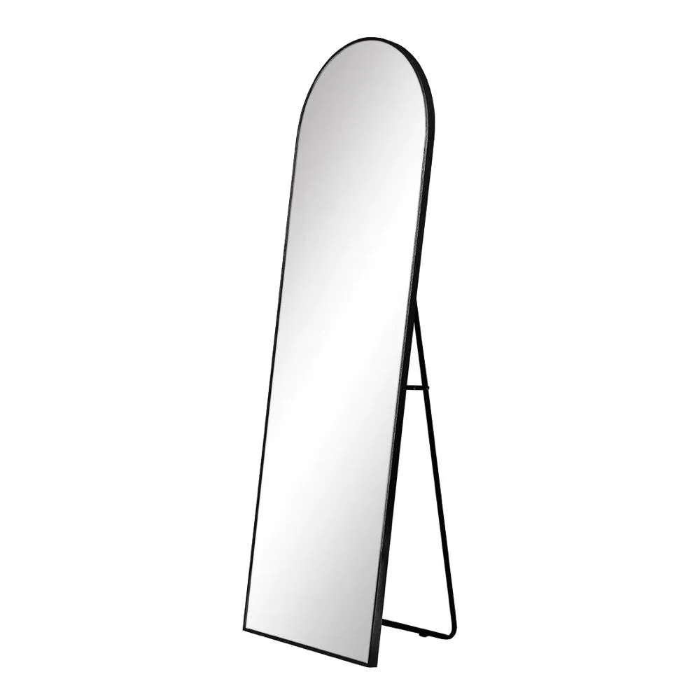 Decor Arched-Top Full Body Mirror with Stand for Bedroom 150cm - Black