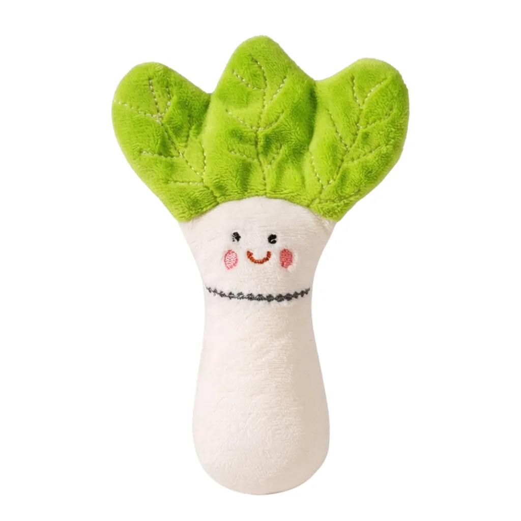 Cartoon Design Plush Cabbage Baby Toy - Green & White