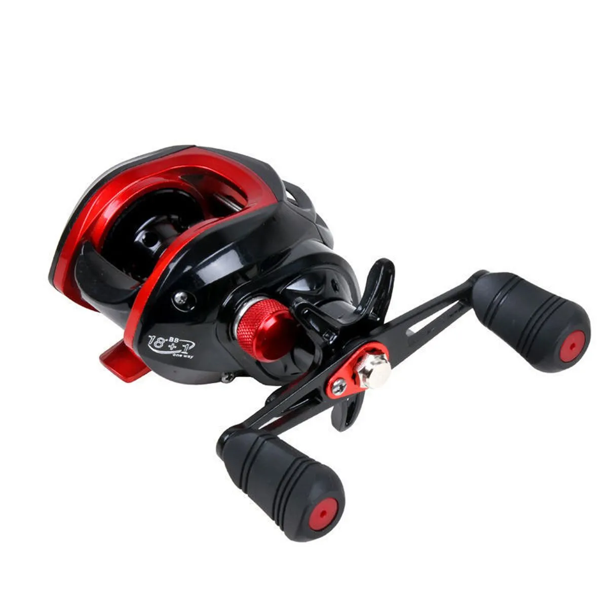 Baitcasting Fishing Reel High Speed Baitcaster 18+1-Right - black and red 