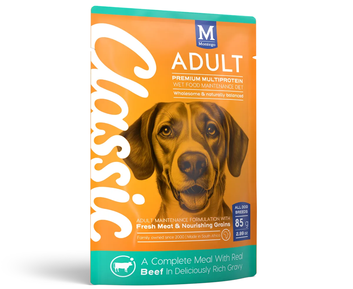 Montego Classic - Adult Dog Wet Food Beef & Gravy Pouches 85g (Pack of 36)
