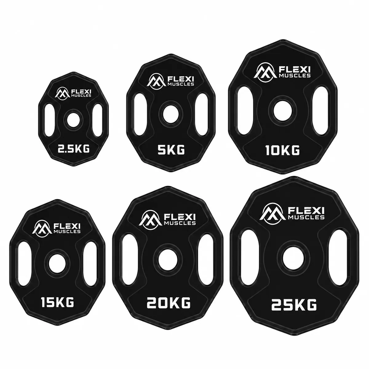 Flexi Muscles - Rubber Coated Barbell Plates for Weight Lifting (Single)