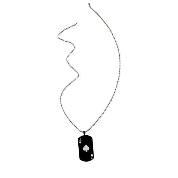 Jack of Spades Pendant Necklace - Black/Silver