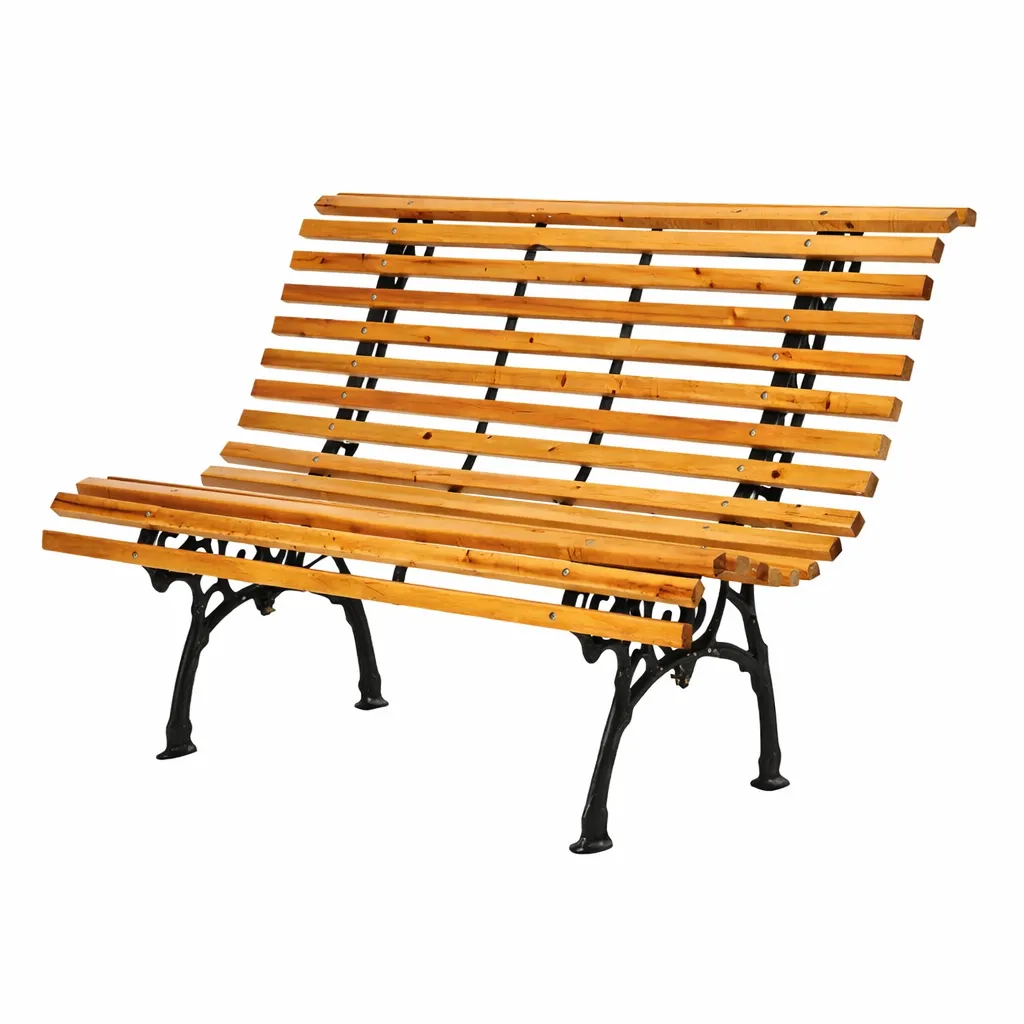 2-Seater Outdoor Wooden Garden Bench - 117cm Wide with Metal Frame