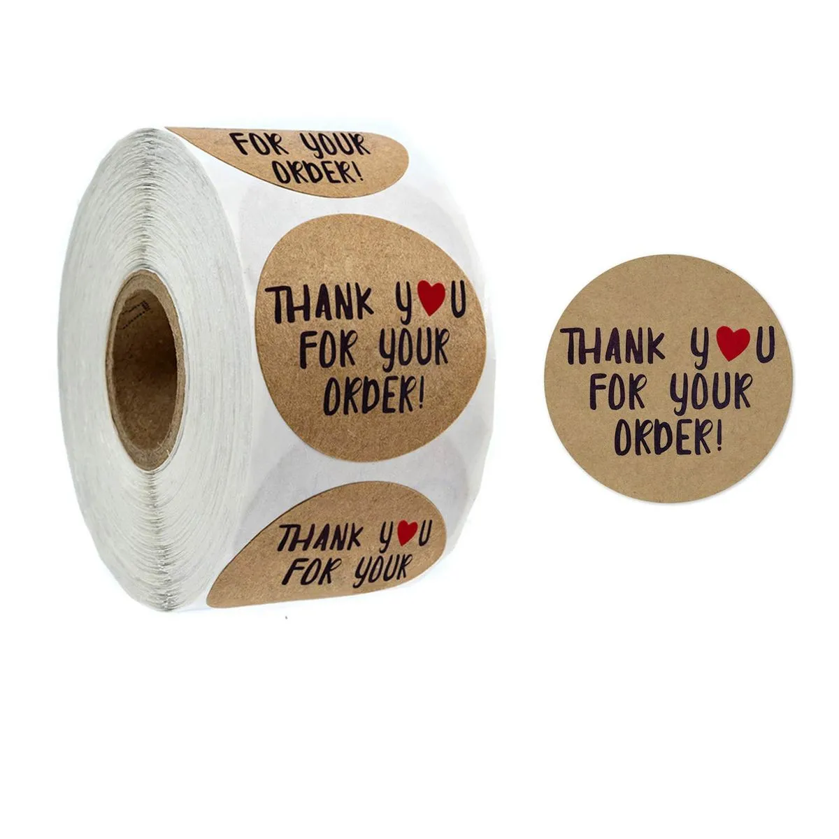 Kraft thank you stickers gifts boxes cartons florists bakery packaging 25mm