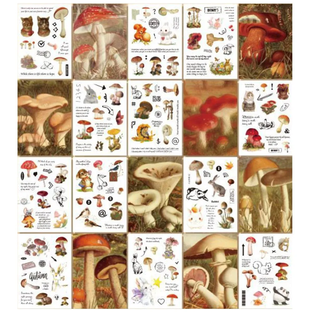 Craft Stationery Informative Mushroom Stickers Set of 20 Scrapbooking