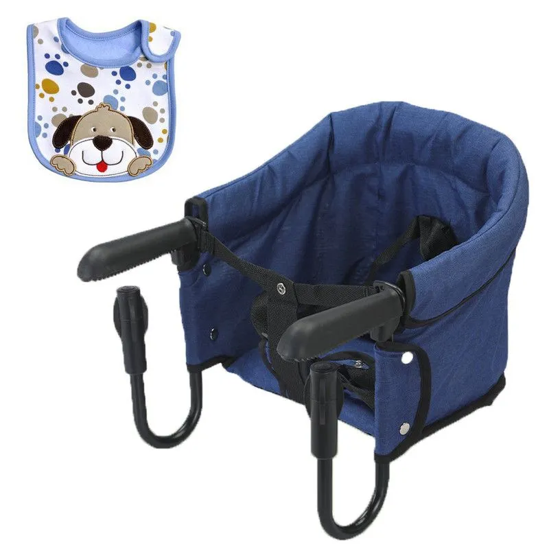 Toddler portable dining table,baby table chairs easy installation and bib. - Blue