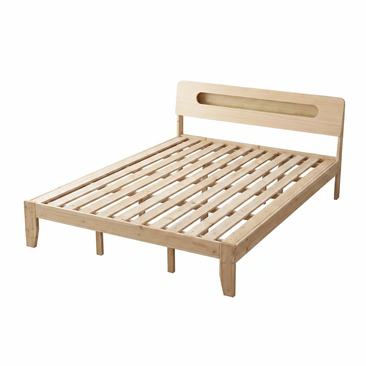 Queen Size Solid Fir Bed Frame with Headboard | Heavy Duty Sturdy Bed Base