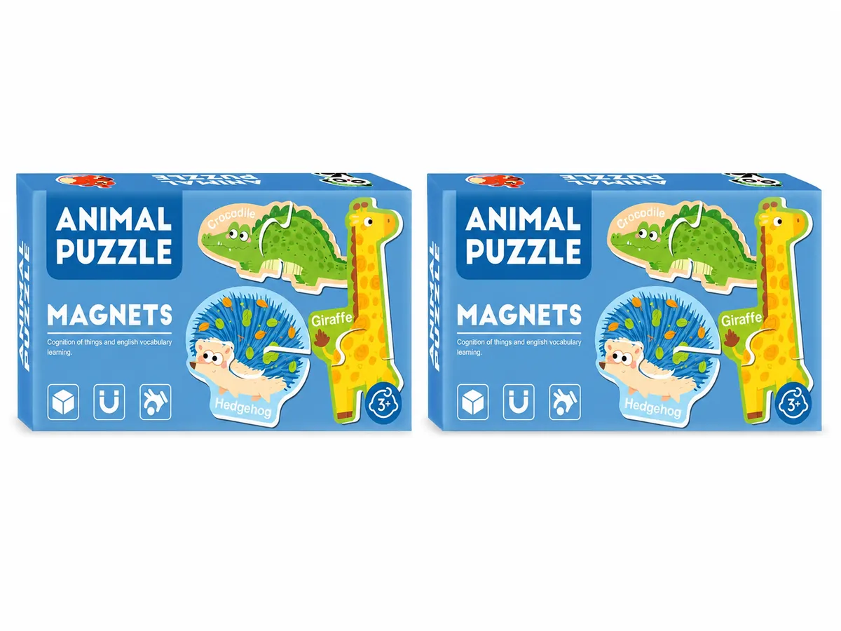 2 Pack Animal Magnetic Wooden Puzzle Set