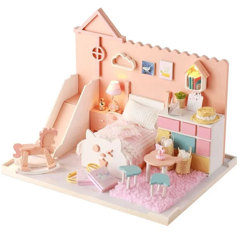 Wooden Miniature DIY Doll House Miniature House Kit