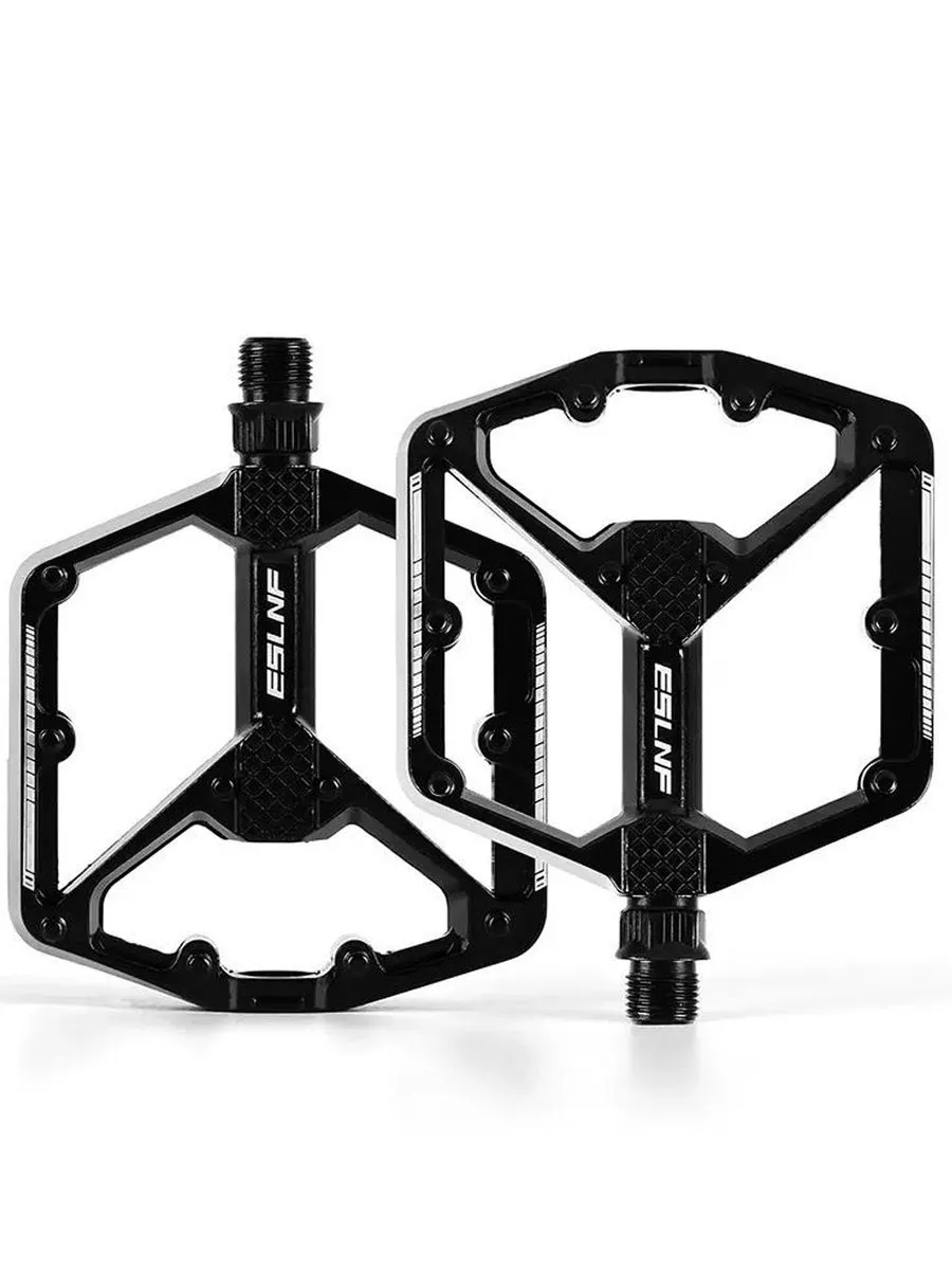 Lightweight Aluminum Alloy Flat Pedals for Road & MTB Mountain Bike Pedals - Black