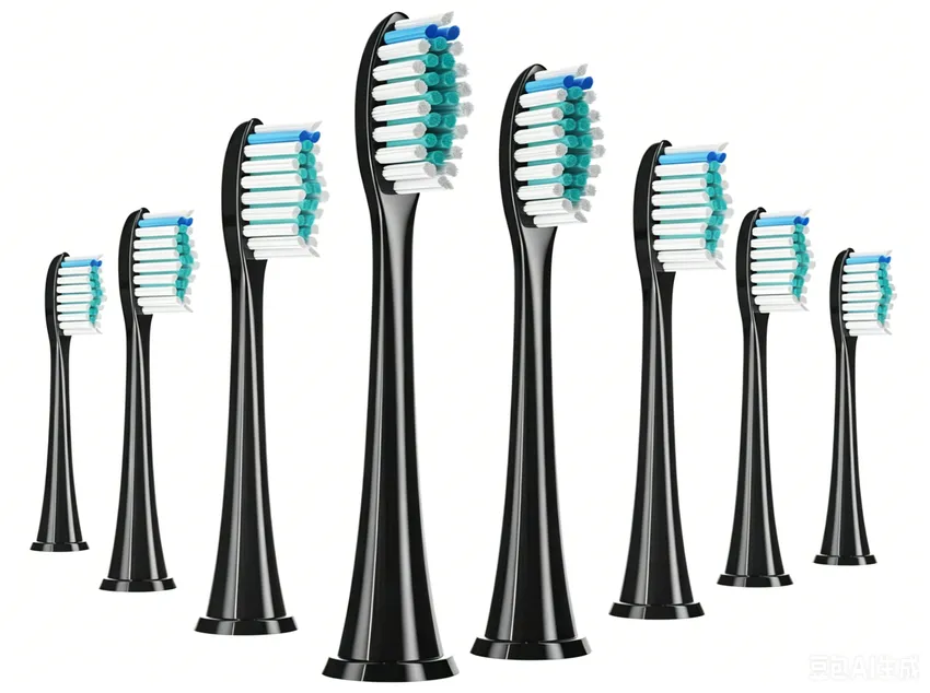 Compatible Brush Heads for Philips Sonicare, 8 Pack Soft Bristles - Black