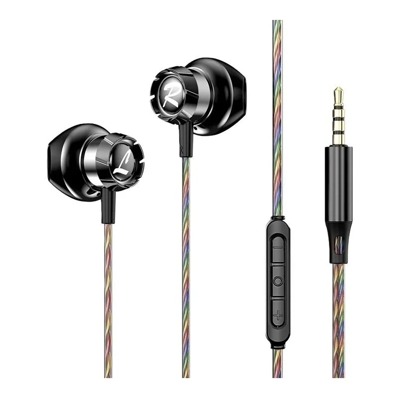 Wired Earbuds With Mic Compatible with Samsung Huawei Xiaomi - Black