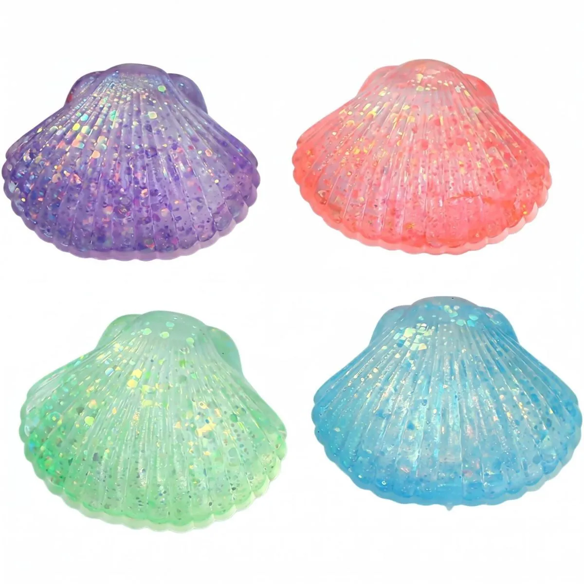 4 Piece Seashell Squishy Stress Relief Sensory Toy Set