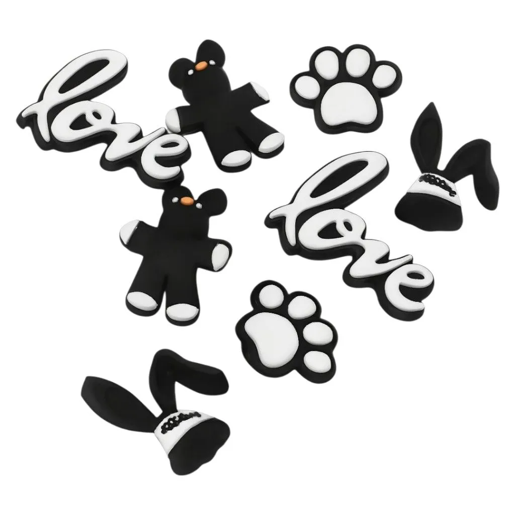 Love Rabbit Charms For Shoes - Black Pack of 8