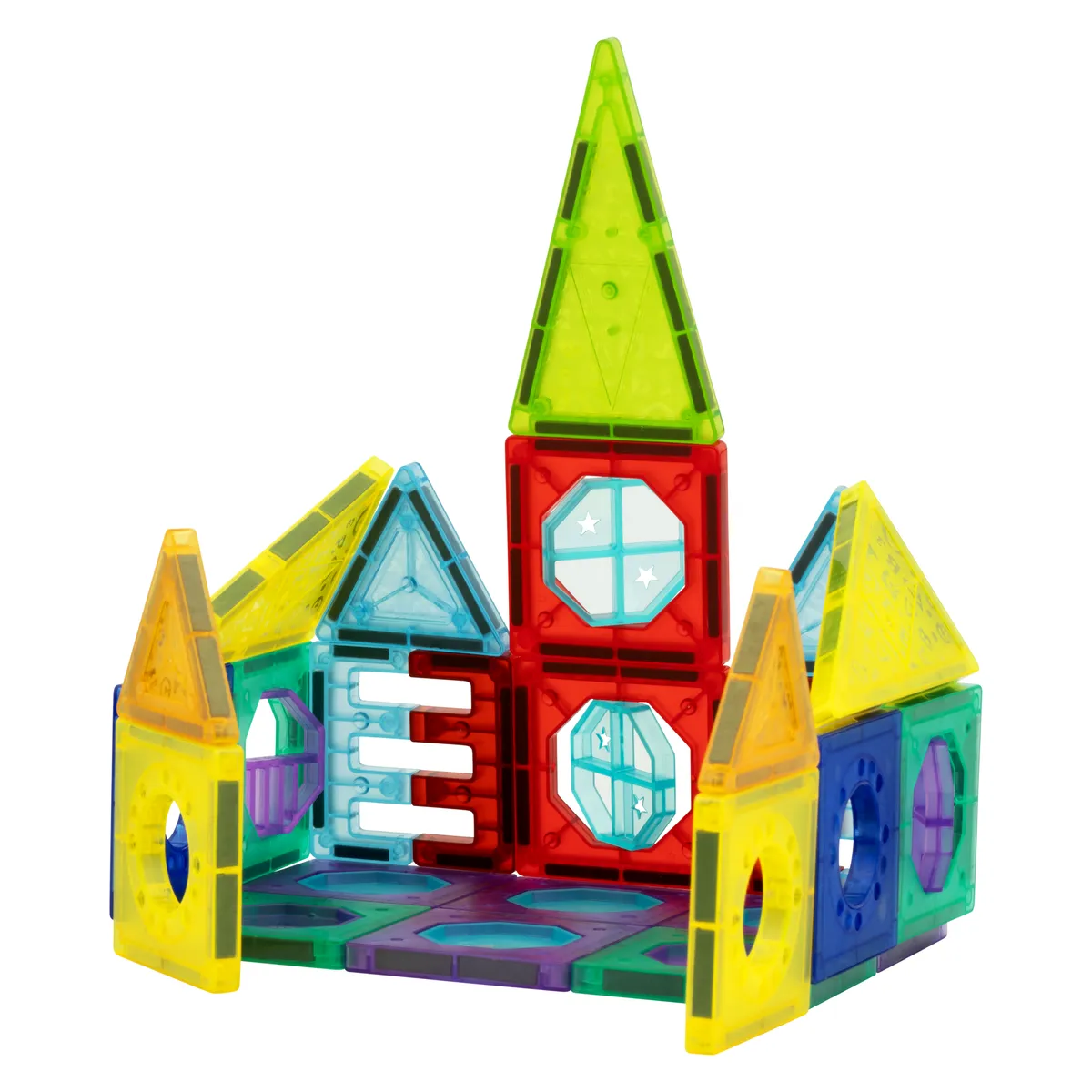 Edu-Matic 56-Piece Magnetic Building Tiles Set - STEM Construction Kids Toy