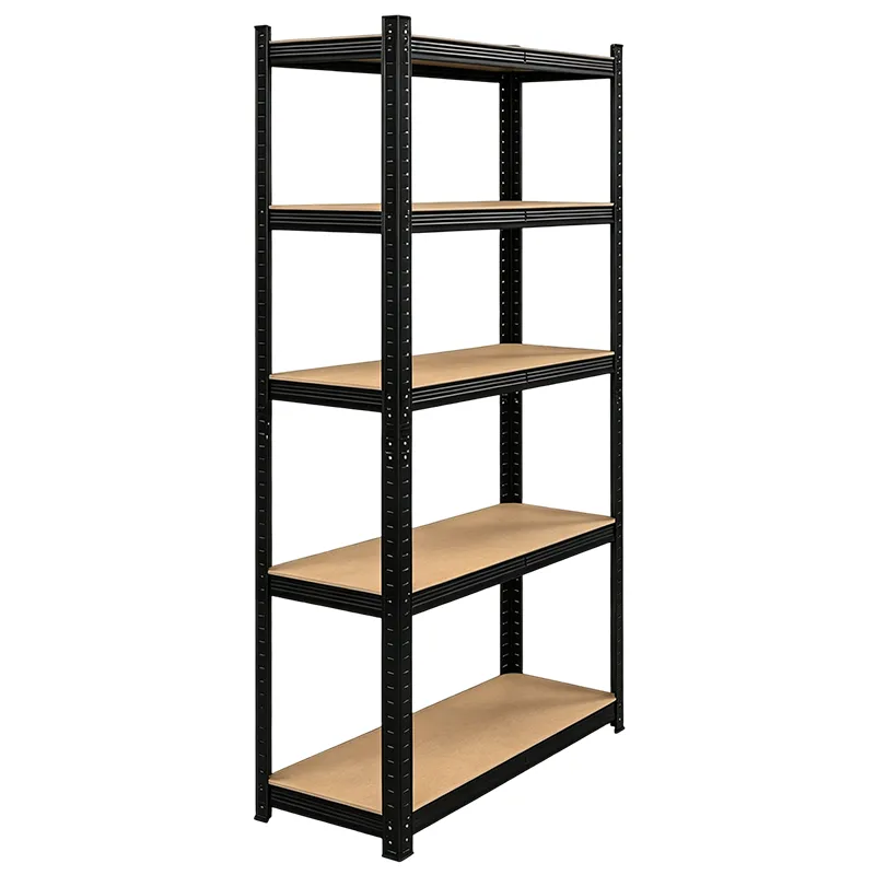 5 - Tier Black Storage Rack: Adjustable & Easy - assemble 180x90x40cm