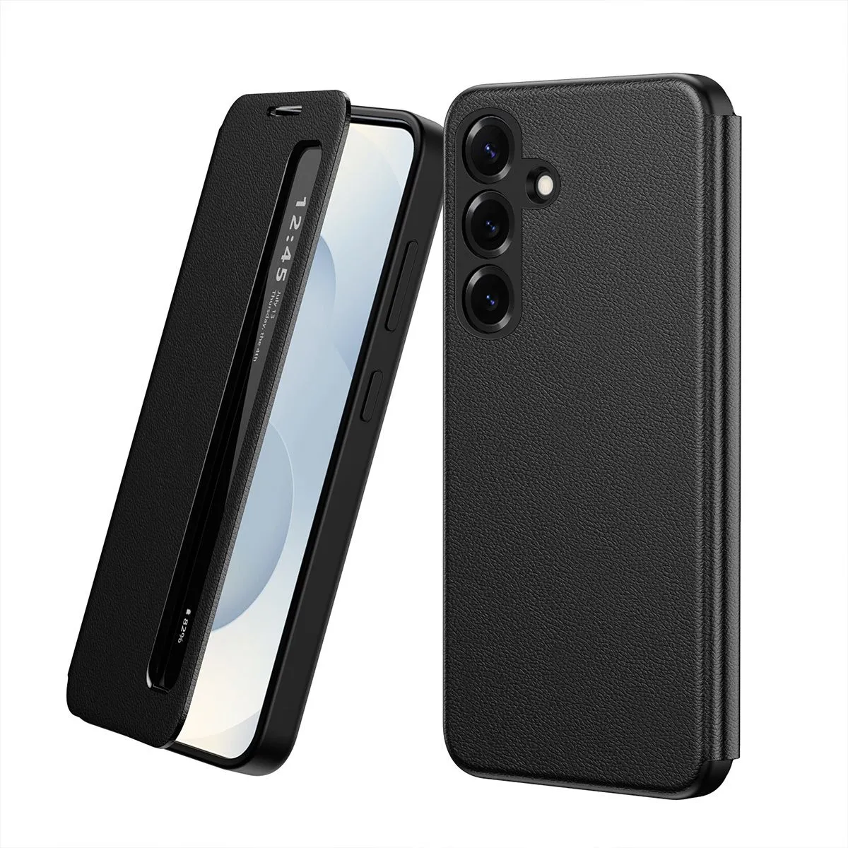 Smart Window PU Leather Flip Cover Compatible With Samsung Galaxy A56 5G -  Black