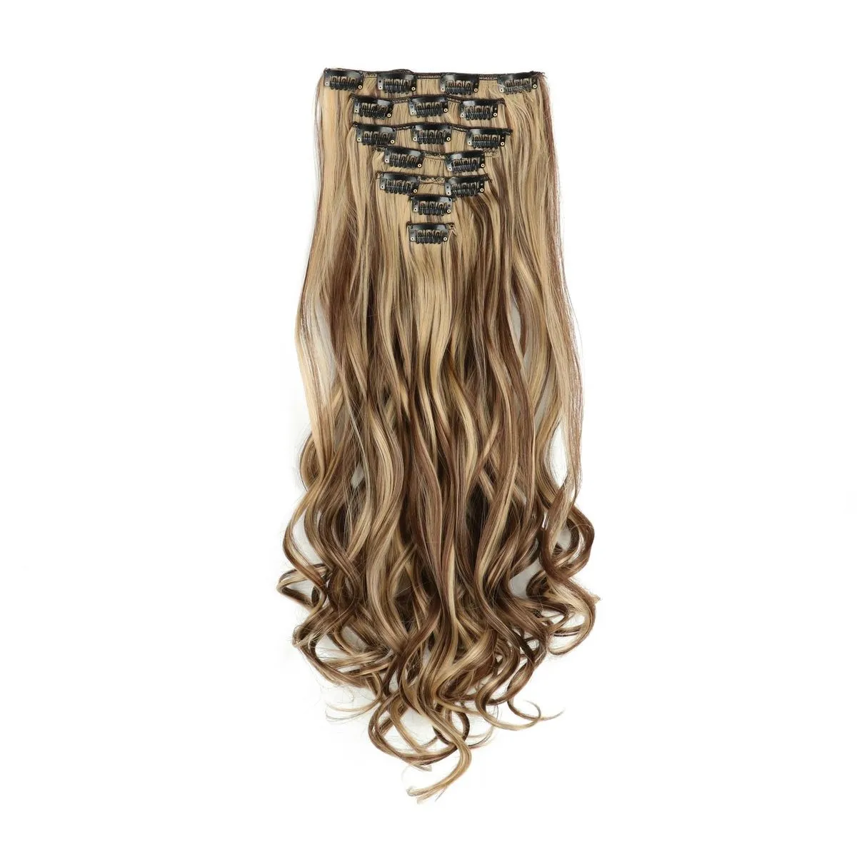 7PCS Curly Clip-in Hair Extensions for Women 22 Inches (Mocha Blend)