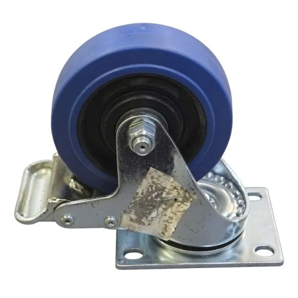 4 Inch Blue Swivel Caster Wheel with Brake | Locking Stopper Wheel