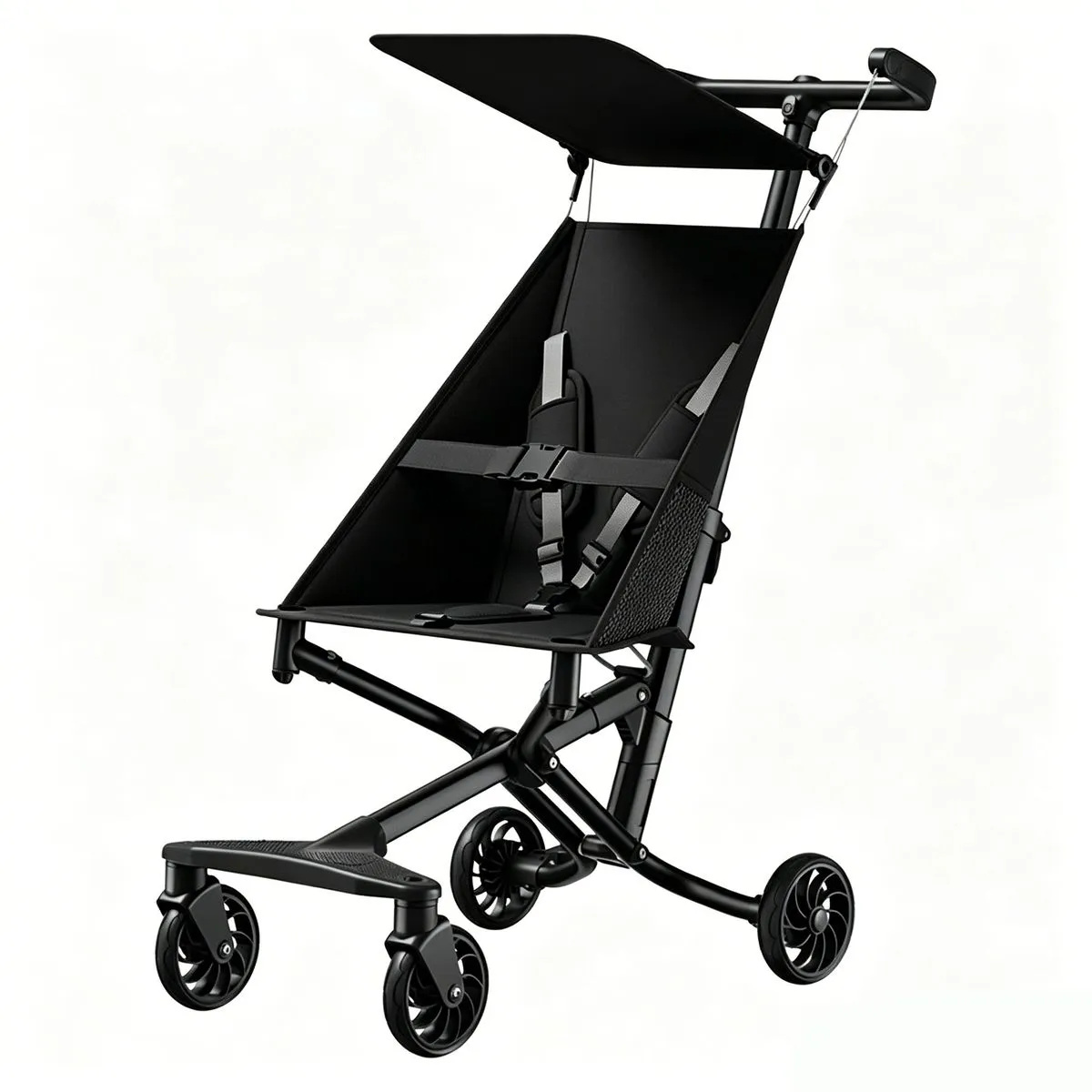 Ultra-Compact Foldable Pocket Stroller, Carbon Steel Lightweight Foldable - Black