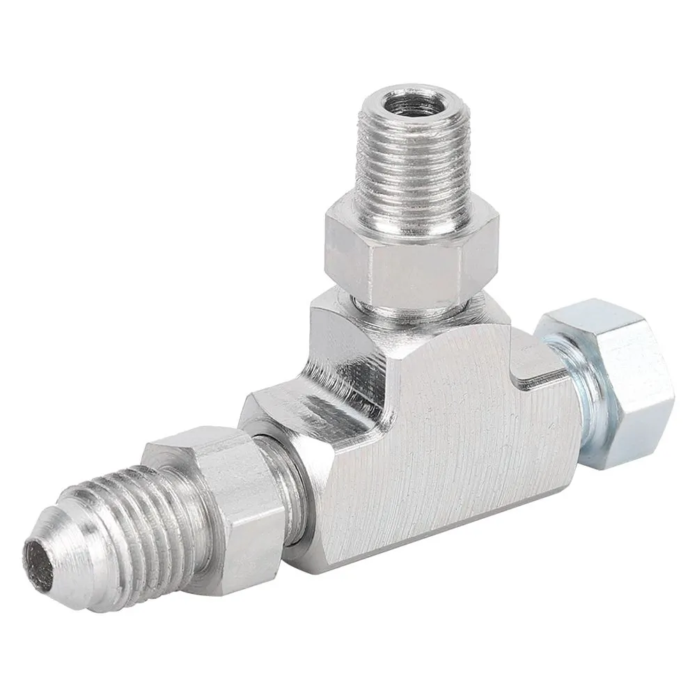 Aluminium Alloy 3 Way Tee Adapter Fitting 1 / 8 Npt to 4AN for Turbocharger