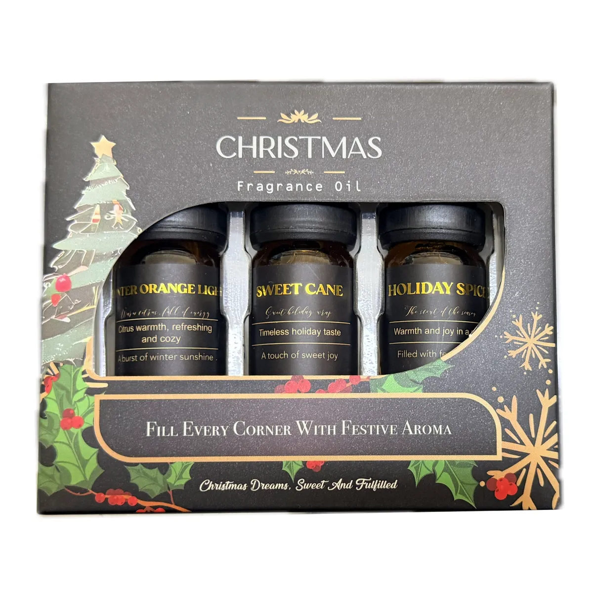 3Pcs 10ml Essential Oils - Pure Aroma Festive Fragrance Oil Air Humidifier - Black