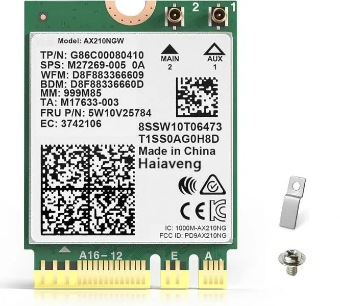 Wireless Card Intel AX210 NGW Bluetooth 5.3 5400Mbps Tri-Band 2.4/5/6 Ghz