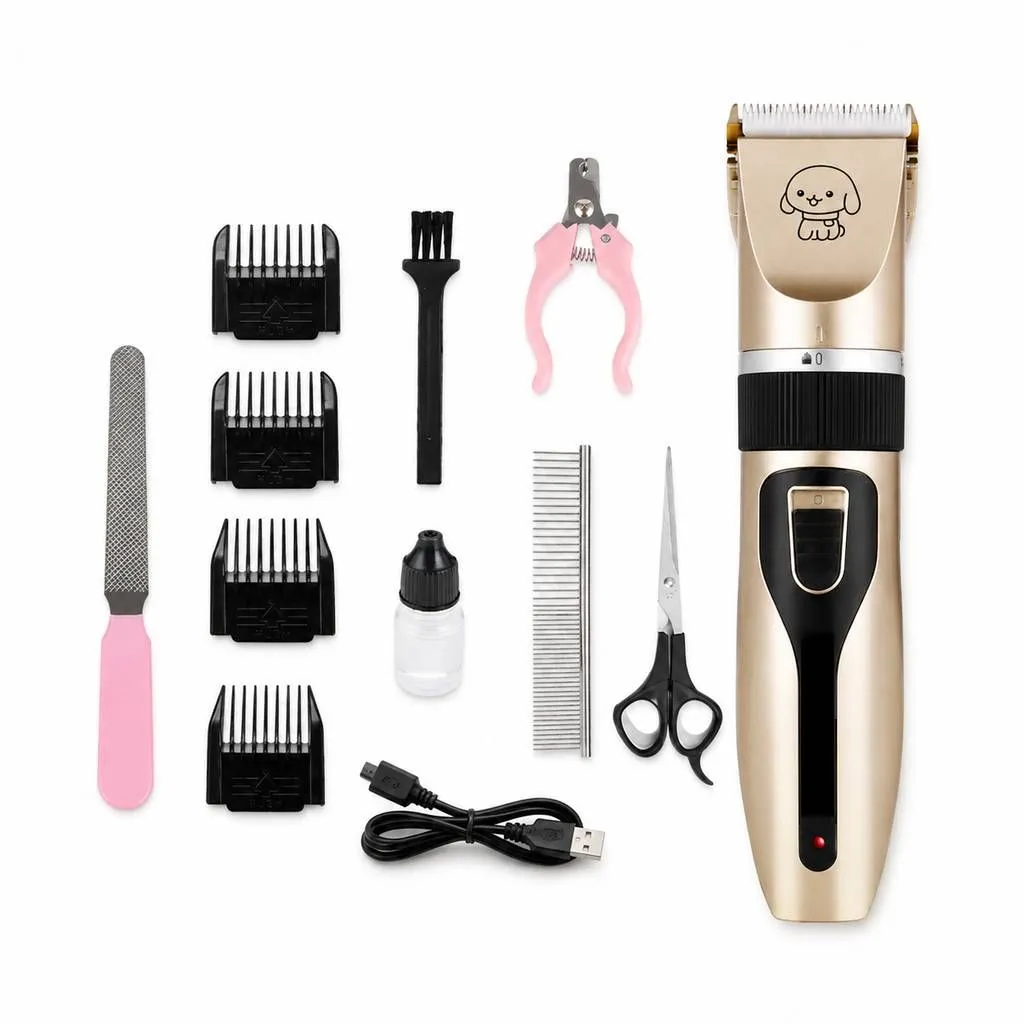 USB Rechargeable Pet Grooming Kit for Dogs and Cats - Champagne Gold