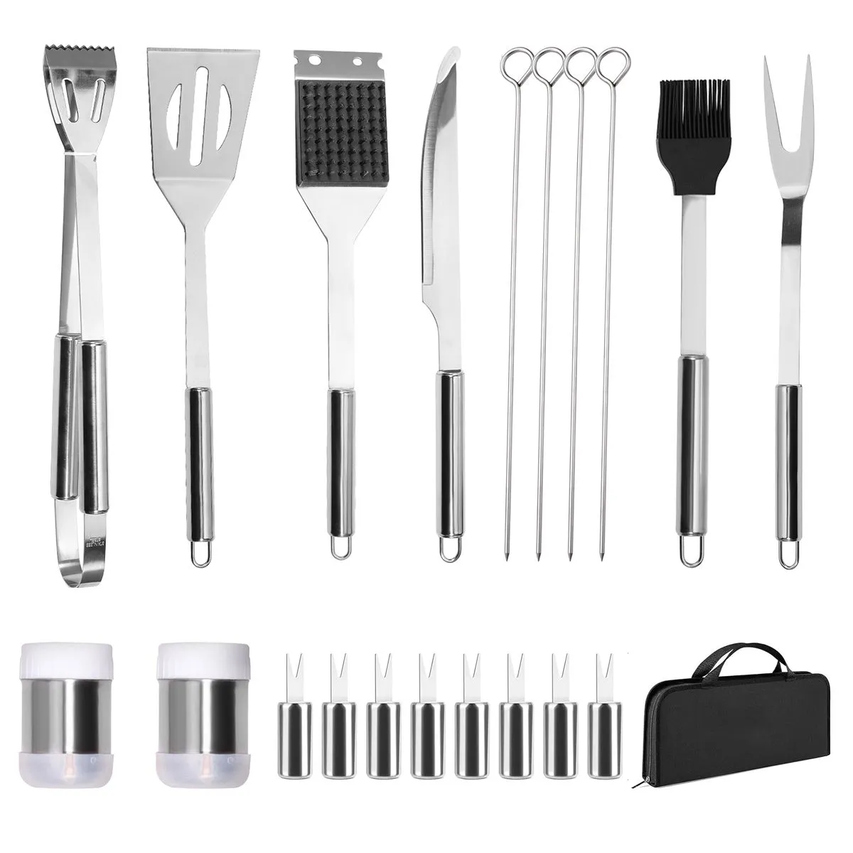 21 Piece Braai Utensil Set Stainless Steel Grill BBQ Tool With Storage Bag