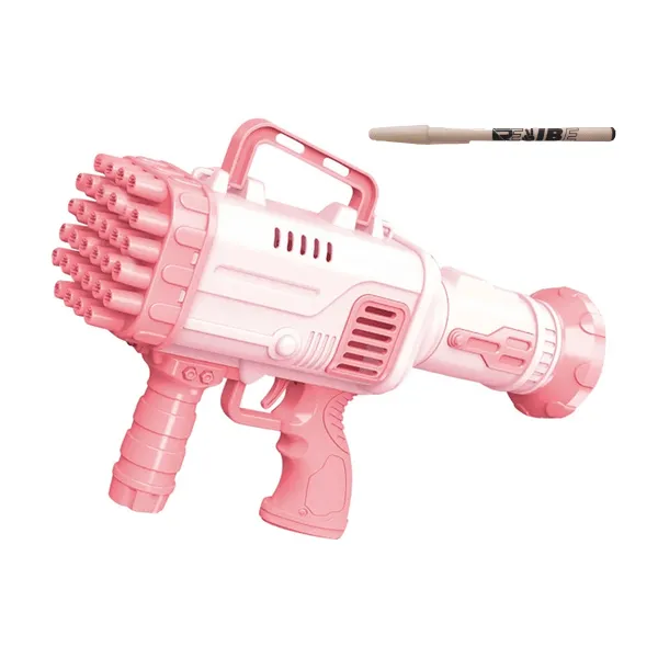 32 Hole Bazooka Automatic Soap Bubble Gun Blaster Toy With Added ReVibe Pen - Pink