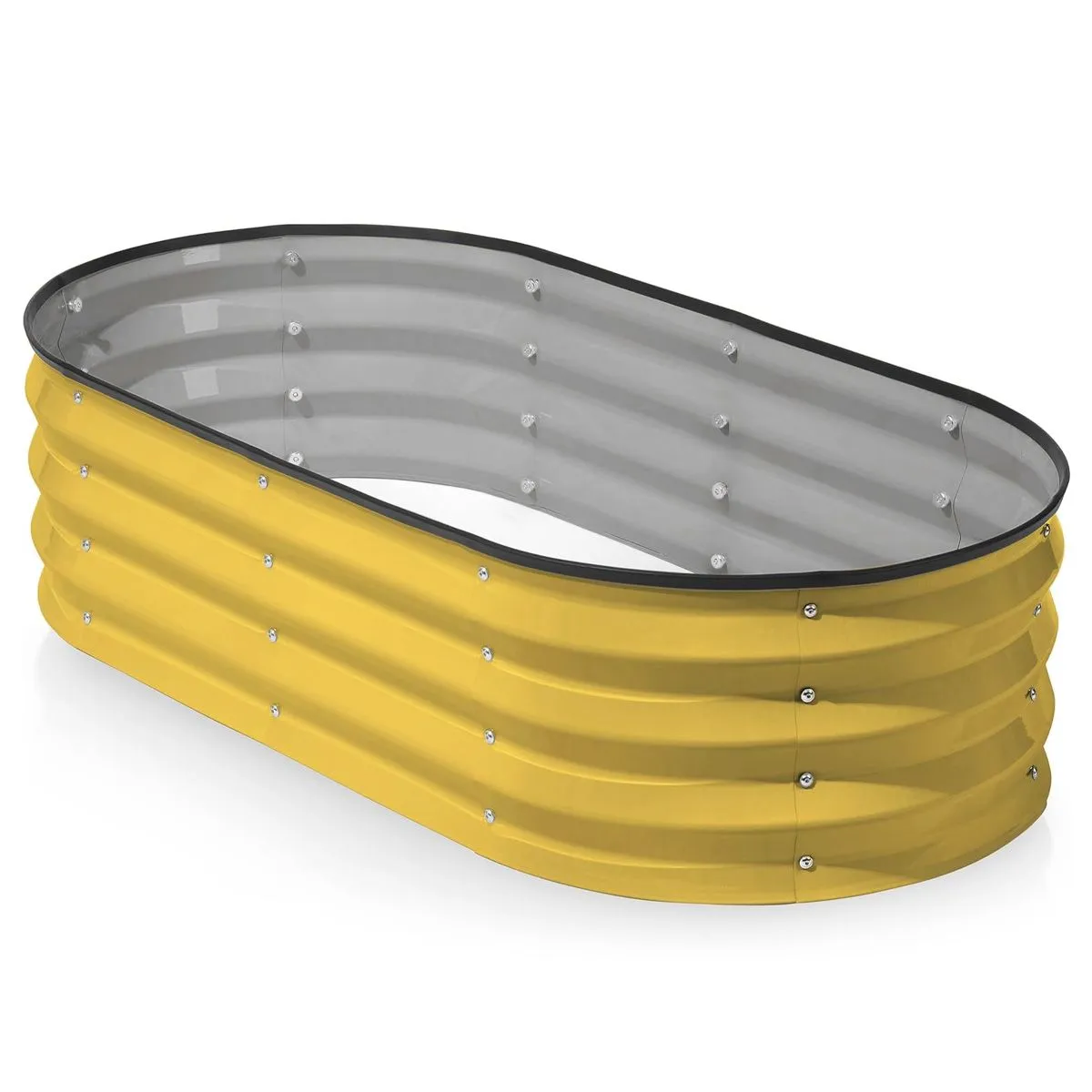 122x61x30 Oval Large Raised Garden Beds With Open-Bottom Design - Lemon yellow