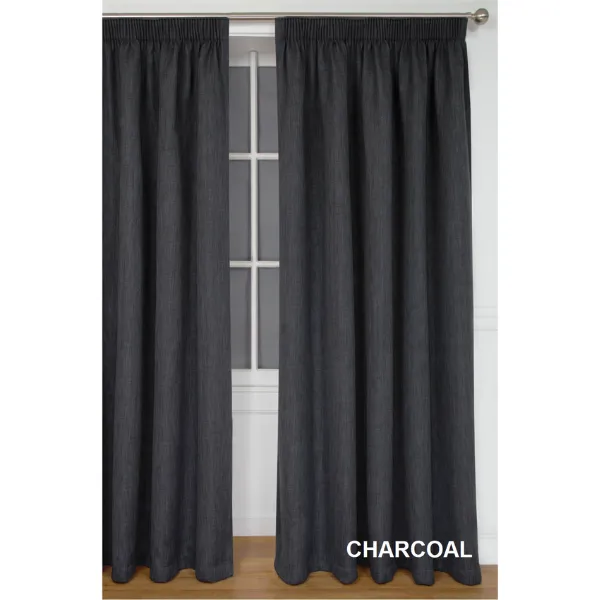 Simon Baker Amalfi Self Lined Curtains - Taped 218x265cm - Charcoal