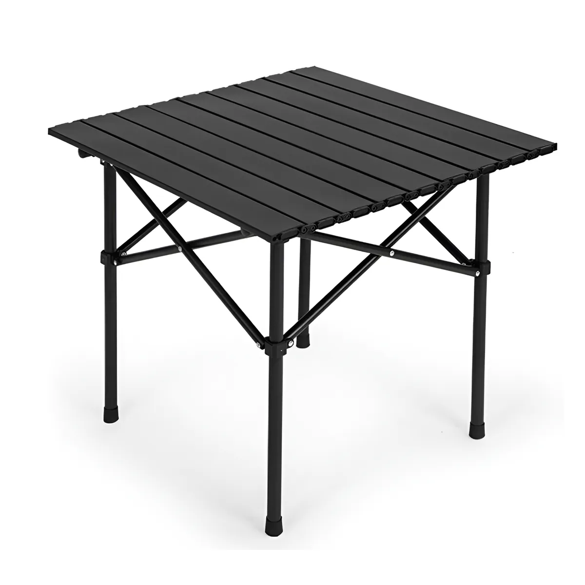AFFIX Cute Camping Table - Egg Roll, Glossy Steel - Black