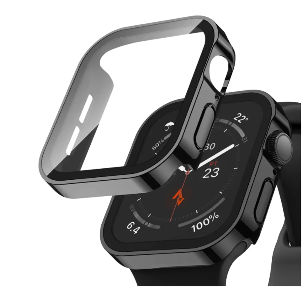 Comealong Hard Case Straight Edge Screen Protector for Apple watch - 45mm - Black